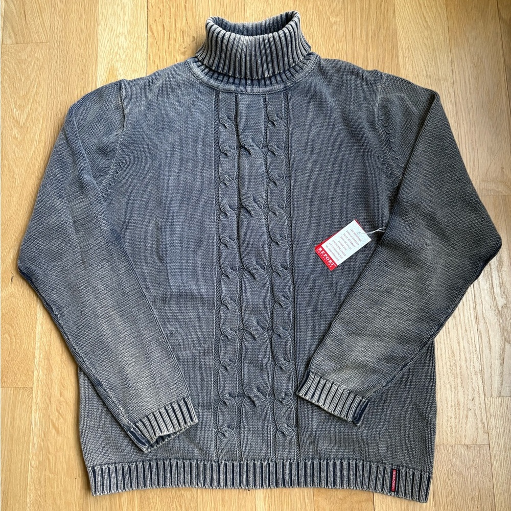 NWT Report Collection Navy Blue Cotton Turtleneck Sweater size medium